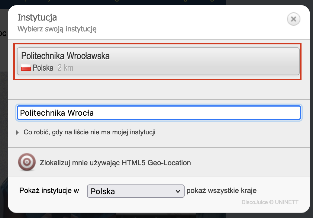 Odnalezienie instytucji
