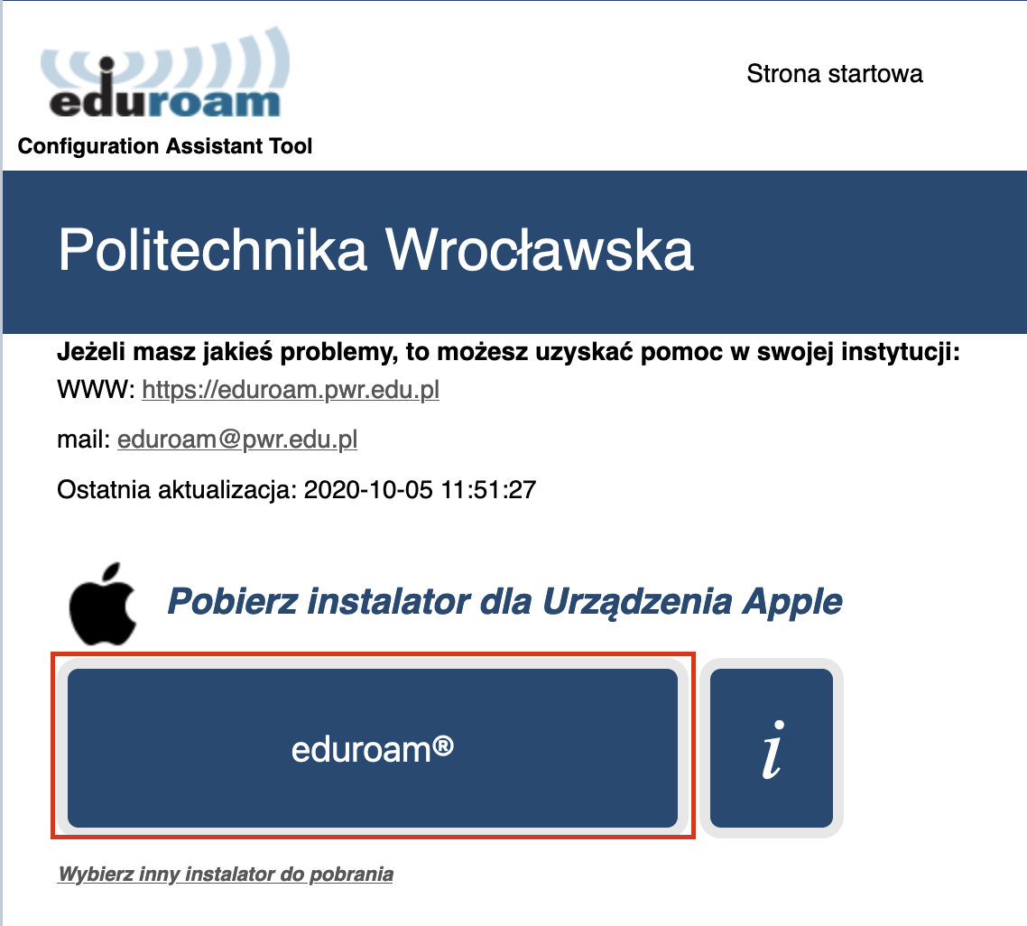 Pobranie pliku konfiguracyjnego