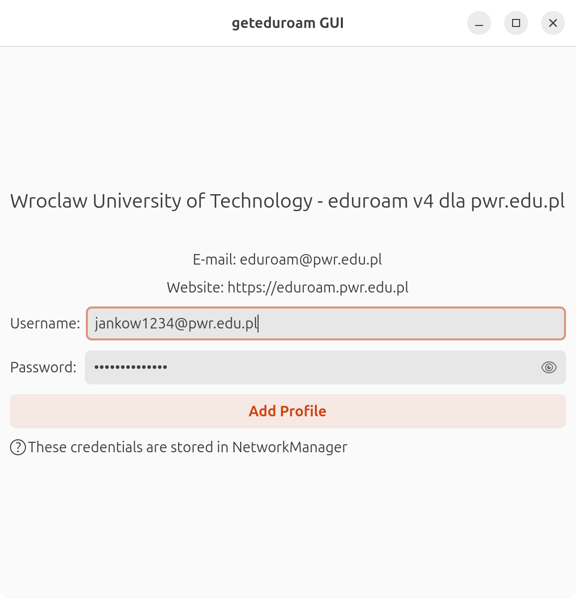 Wpisanie poświadczeń