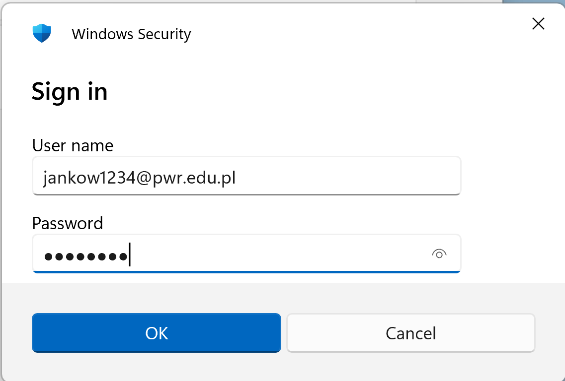 Eduroam log in popup